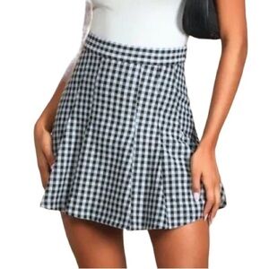 Free People Honey Plaid Skirt Pleated Plaid Check Sz 8
